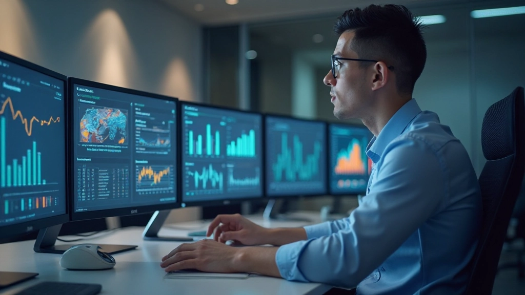 Профессионал работает с аналитическими инструментами на рабочем месте