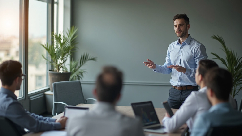 Тренинг по развитию лидерских навыков, инструктор обучает группу