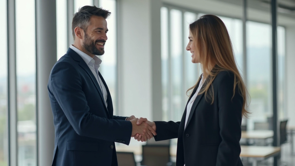 Профессиональная встреча двух бизнесменов в офисе