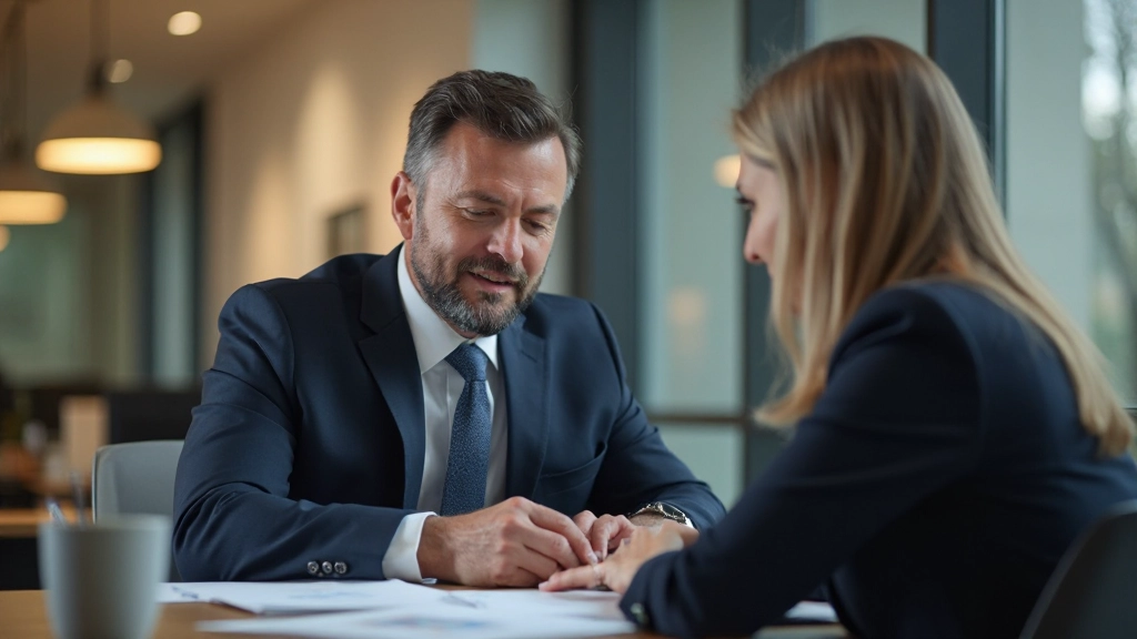 Деловая встреча двух специалистов за столом с документами