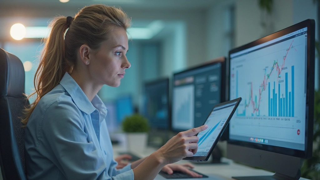 Профессионал анализирует данные и графики на рабочем месте